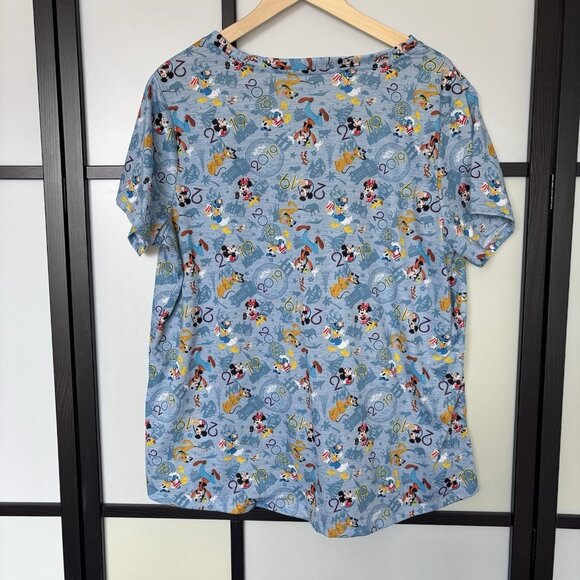 Walt Disney World EPCOT 2019 V-neck Short Sleeve Top Women’s 1X Blue Vacation - Picture 3 of 12